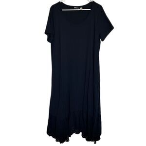 LOGO By Lori Goldstein Modal Midi Dress Eyelet Hem Detail Pockets Lagenlook XL